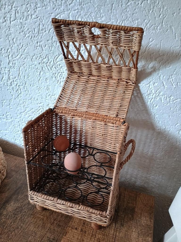 Brocant rieten eierrekje, Antiek en Kunst, Ophalen of Verzenden