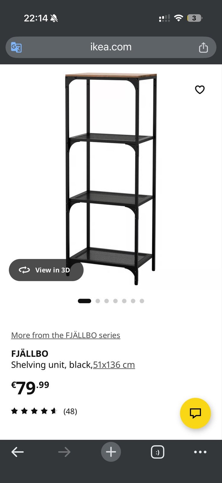 IKEA FJÄLLBO Stellingkast, zwart, 51x136 cm, Ophalen, Gebruikt