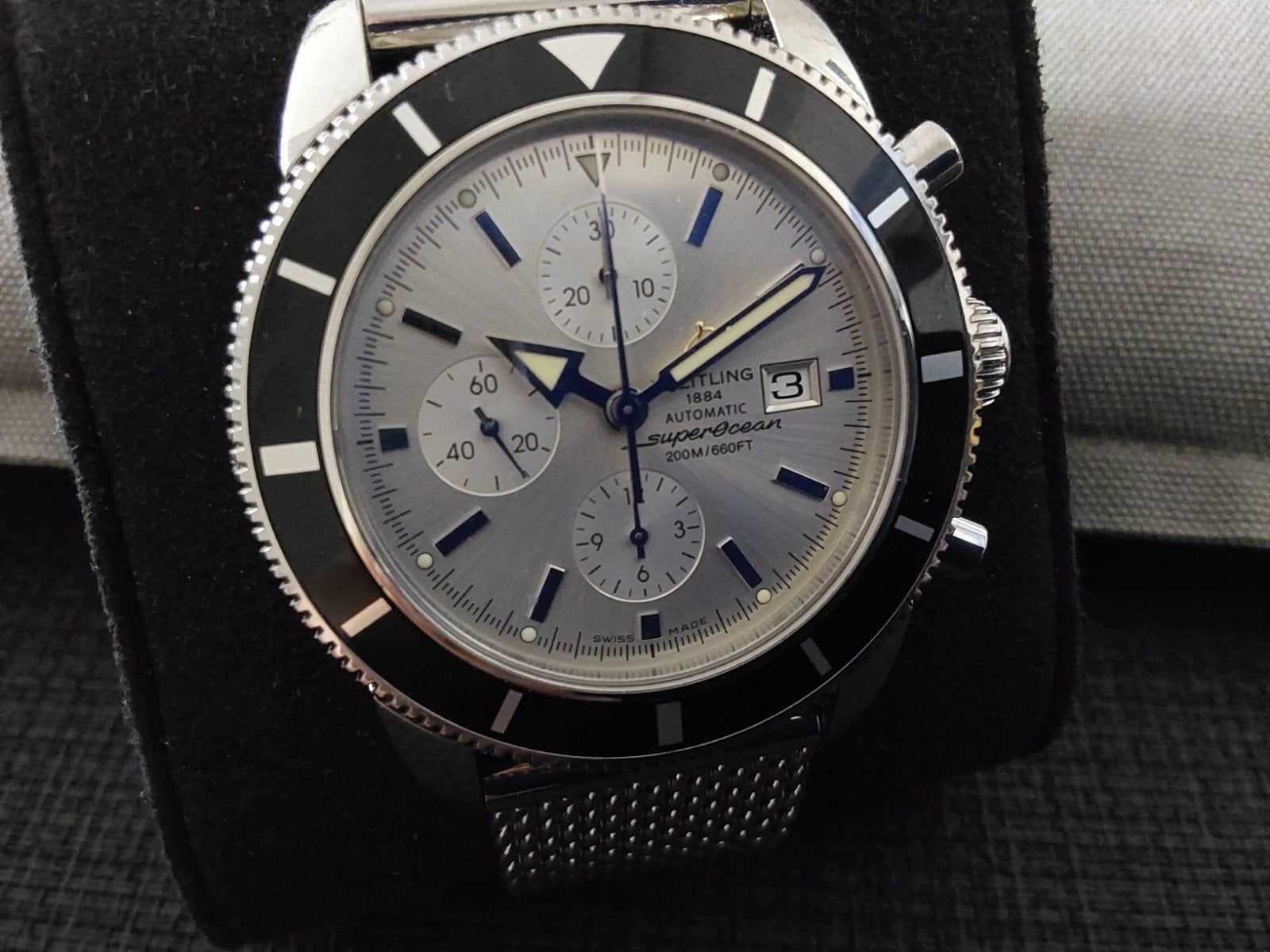 breitling superocean heritage chrono 46mm silver dail, Sieraden, Tassen en Uiterlijk, Horloges | Dames, Ophalen of Verzenden, Zo goed als nieuw