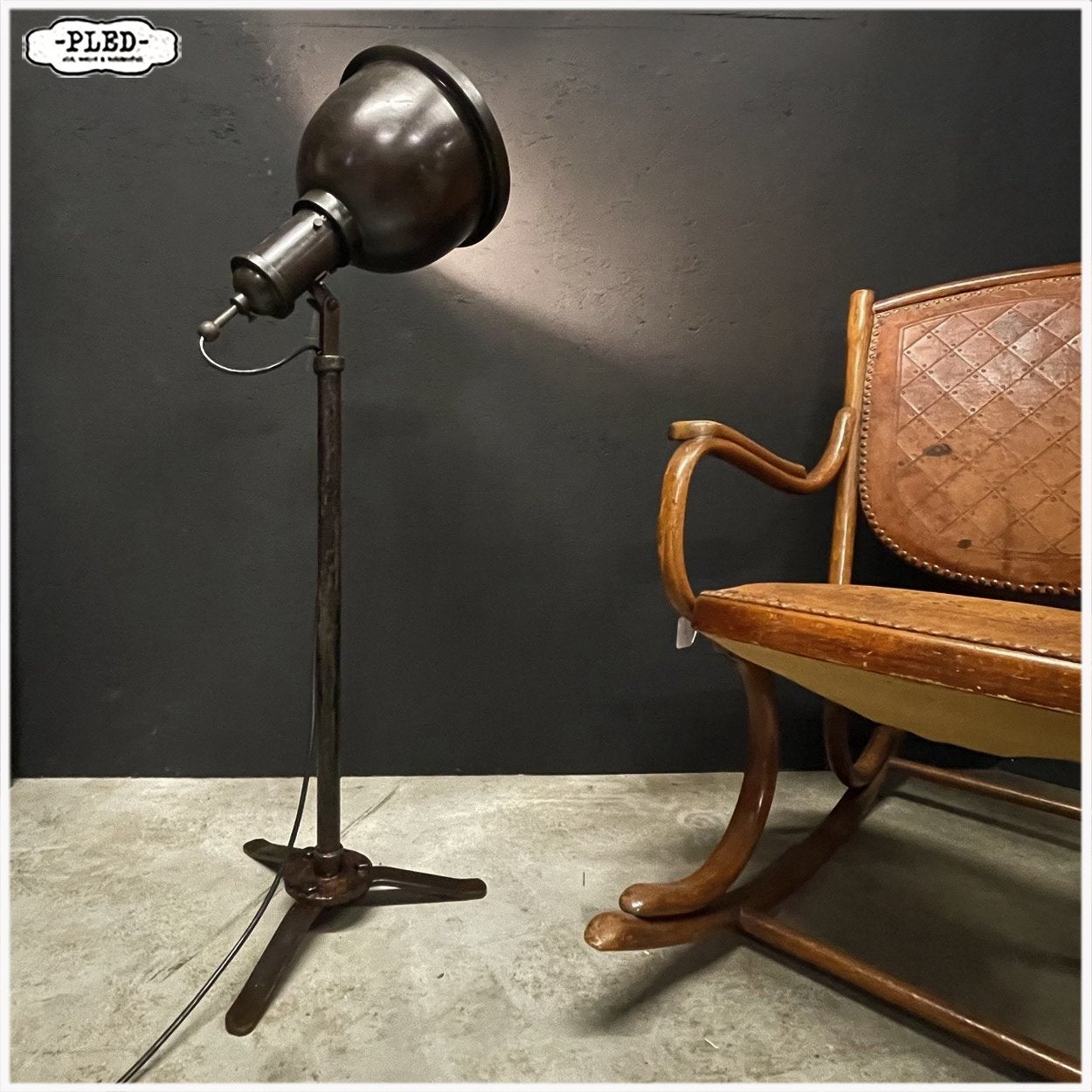 Oude industriele lamp vloerlamp, Ophalen, Gebruikt, E27 (groot), Nb