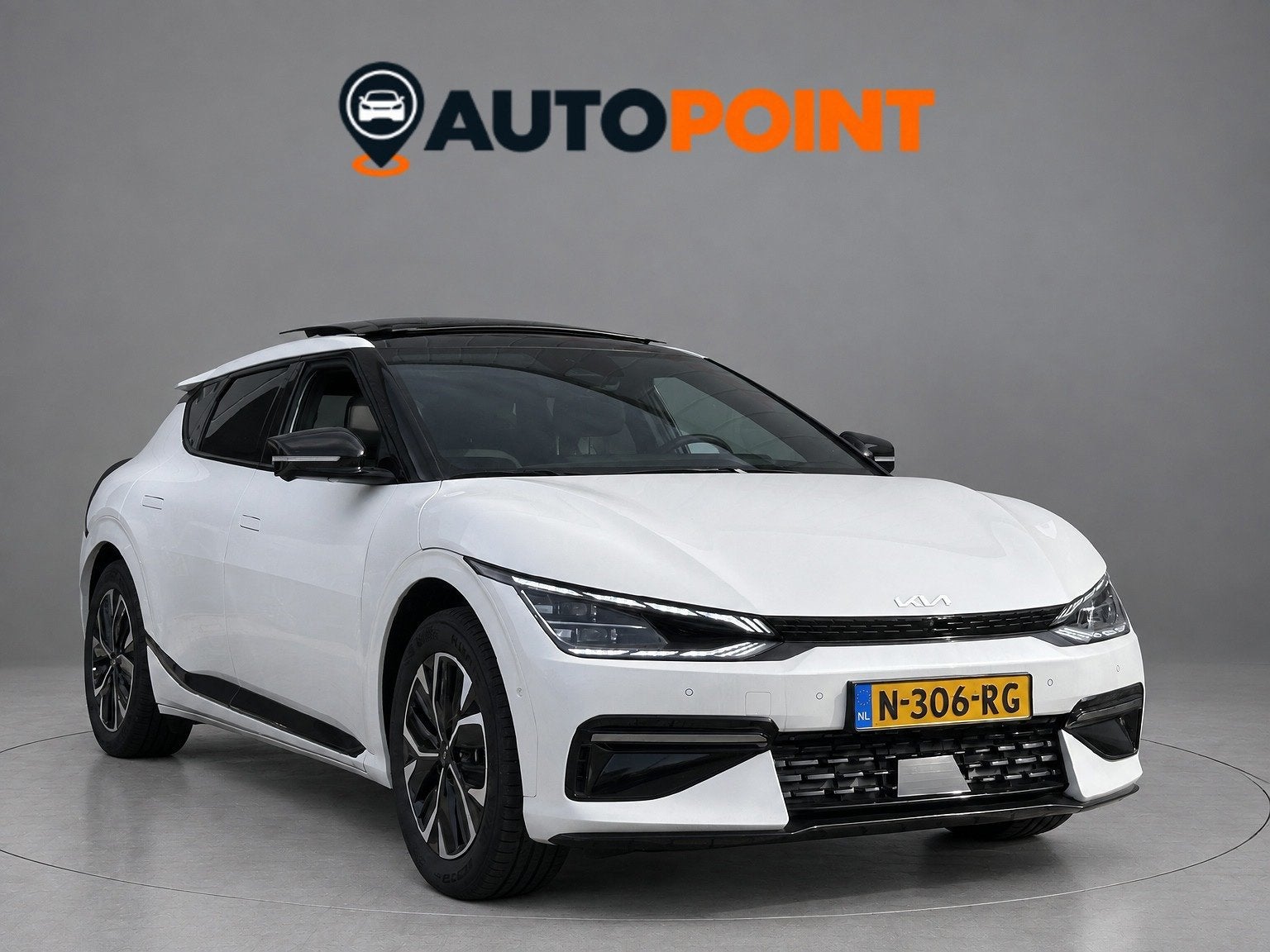 Kia EV6 GT-Line 77.4 kWh SOH 100% PANO DEALER OND KIA GARANT, Auto's, Automaat, Achterwielaandrijving, Gebruikt, Zwart