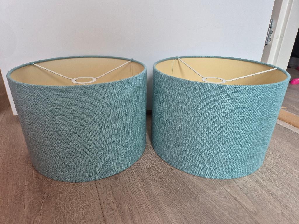 Lampenkappen mintgroen, Ophalen, Rond, Zo goed als nieuw, Linnenlook