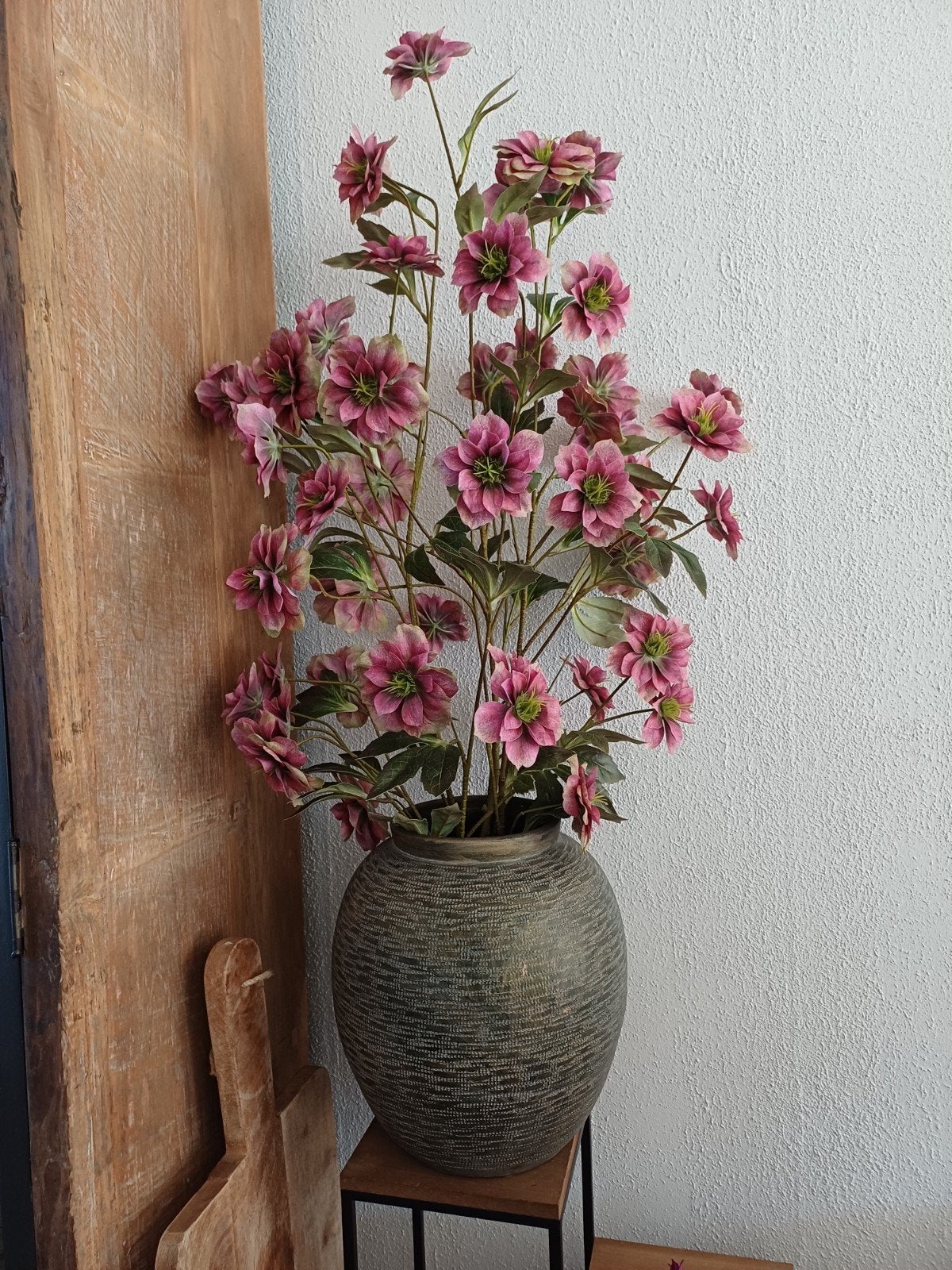 Kunst Helleborus spray Emerald - 100 cm fuchsia, Ophalen of Verzenden, Nieuw