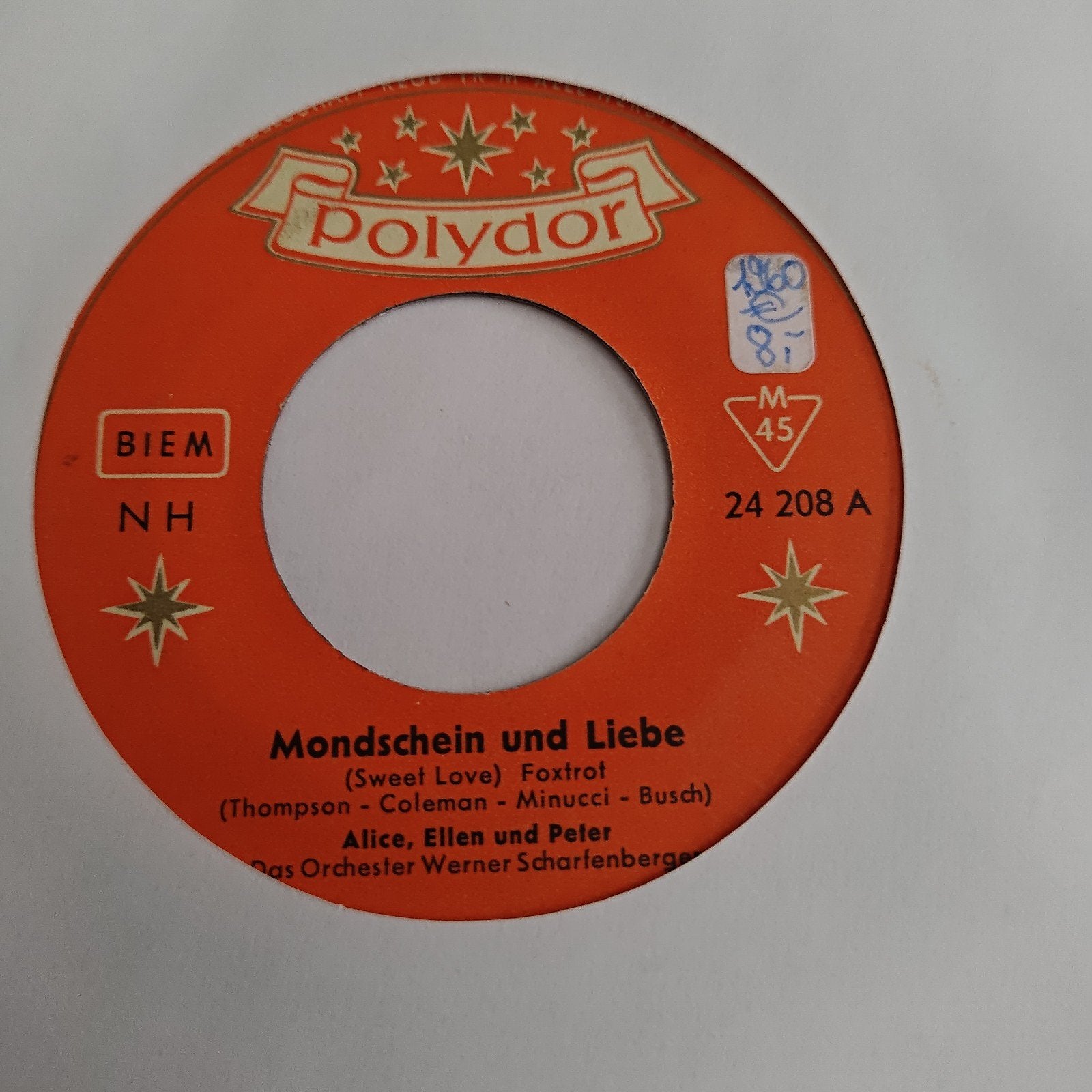 Single: Mondschein und Liebe - Alice, Ellen und Peter, Gebruikt, 7 inch, EP, Schlager