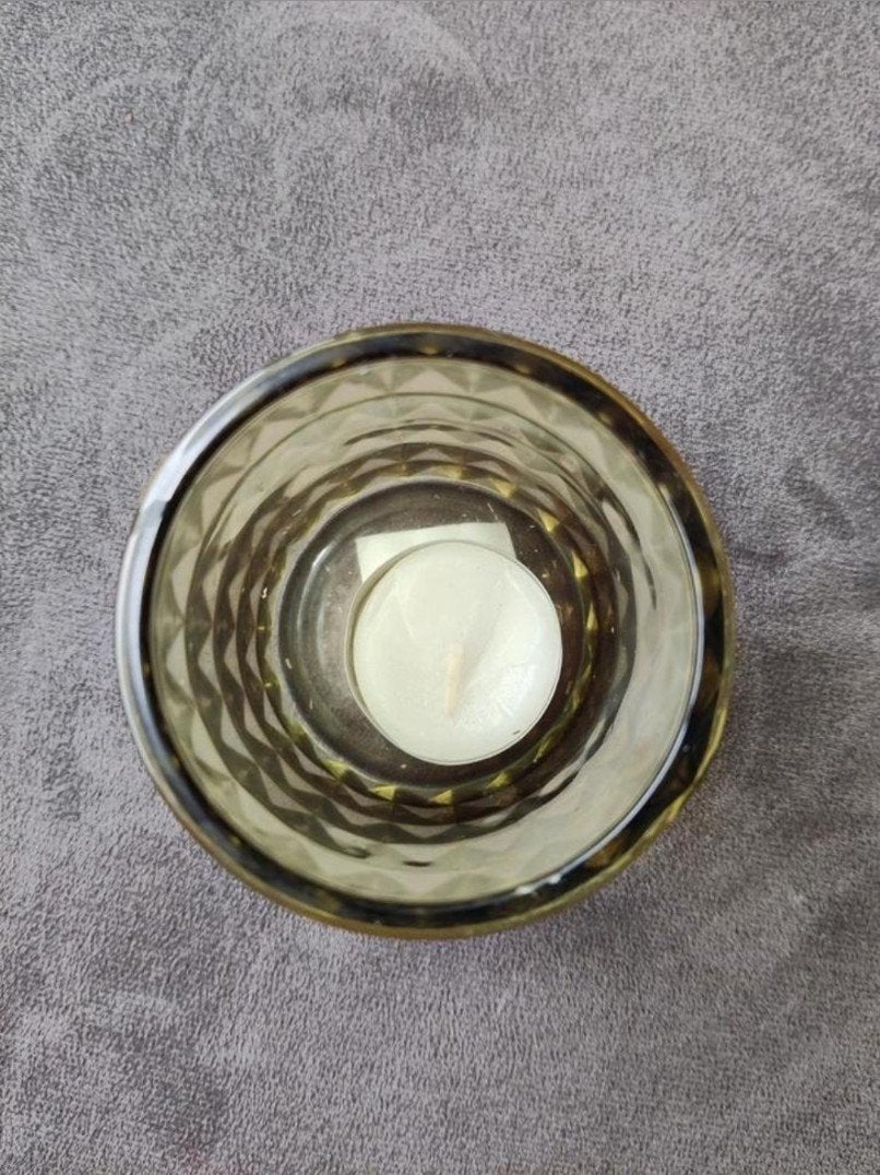 Waxinelichtje van glas - groen, Ophalen of Verzenden, Groen, Glas
