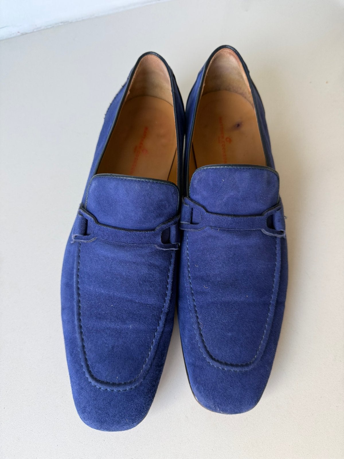 Kobaltblauwe loafers. Handmade. Mt 44. Suede, Kleding | Heren, Schoenen, Verzenden, Zo goed als nieuw, Blauw, Loafers