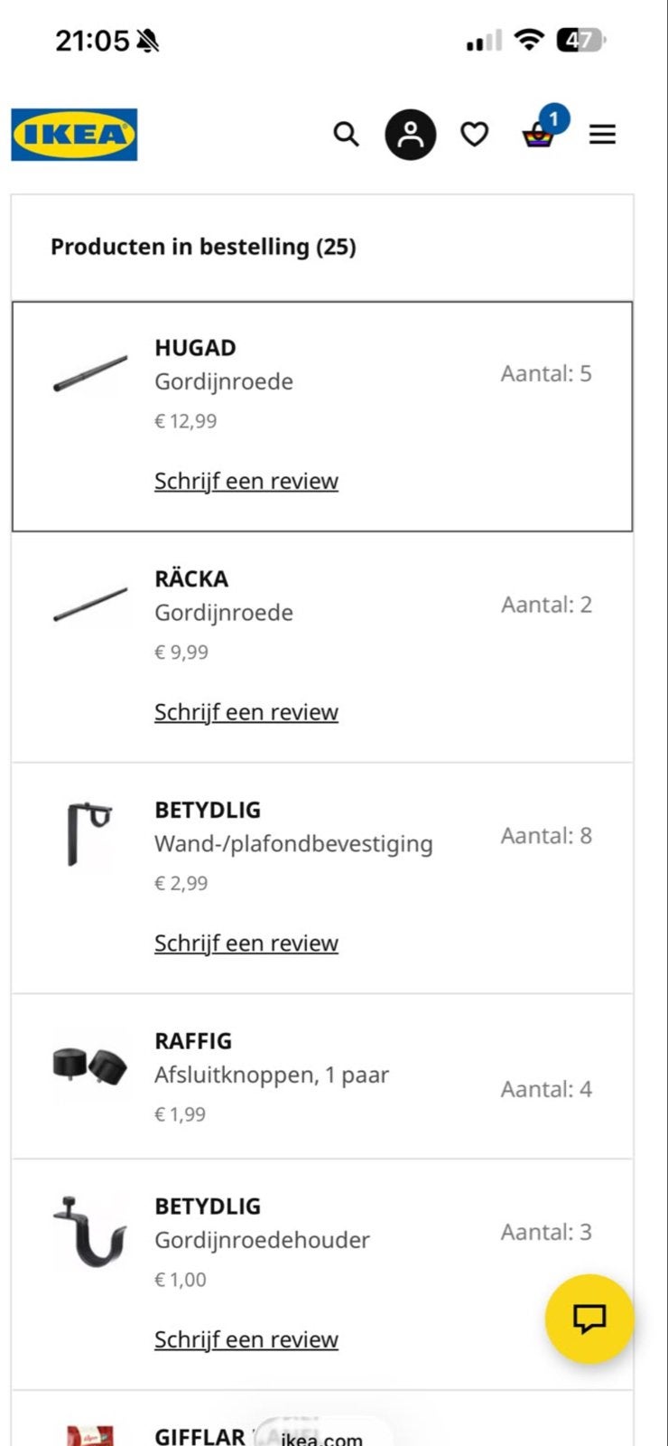 IKEA Gordijnroedes en Toebehoren (Gebruikt), Ophalen, Gebruikt, Metaal, IKEA