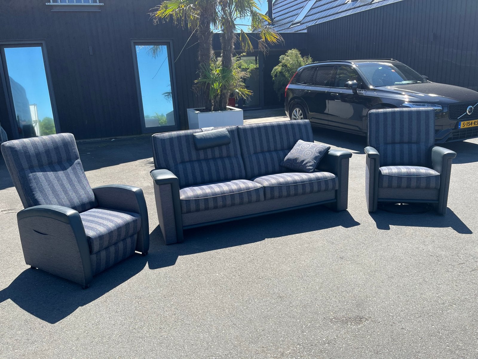 3-delige bankstel met fauteuil en sta op stoel, Huis en Inrichting, Banken | Bankstellen, Ophalen, 150 tot 200 cm, Tweepersoons