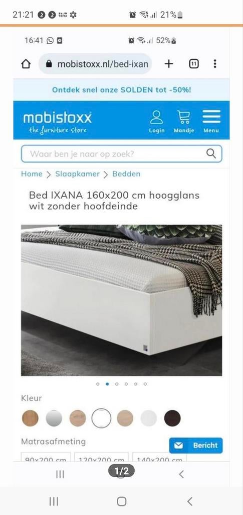 Bed IXANA 160x200 cm hoogglans wit- Modern Zwevend bed, Huis en Inrichting, Slaapkamer | Bedden, Ophalen, Wit, 160 cm, Hout