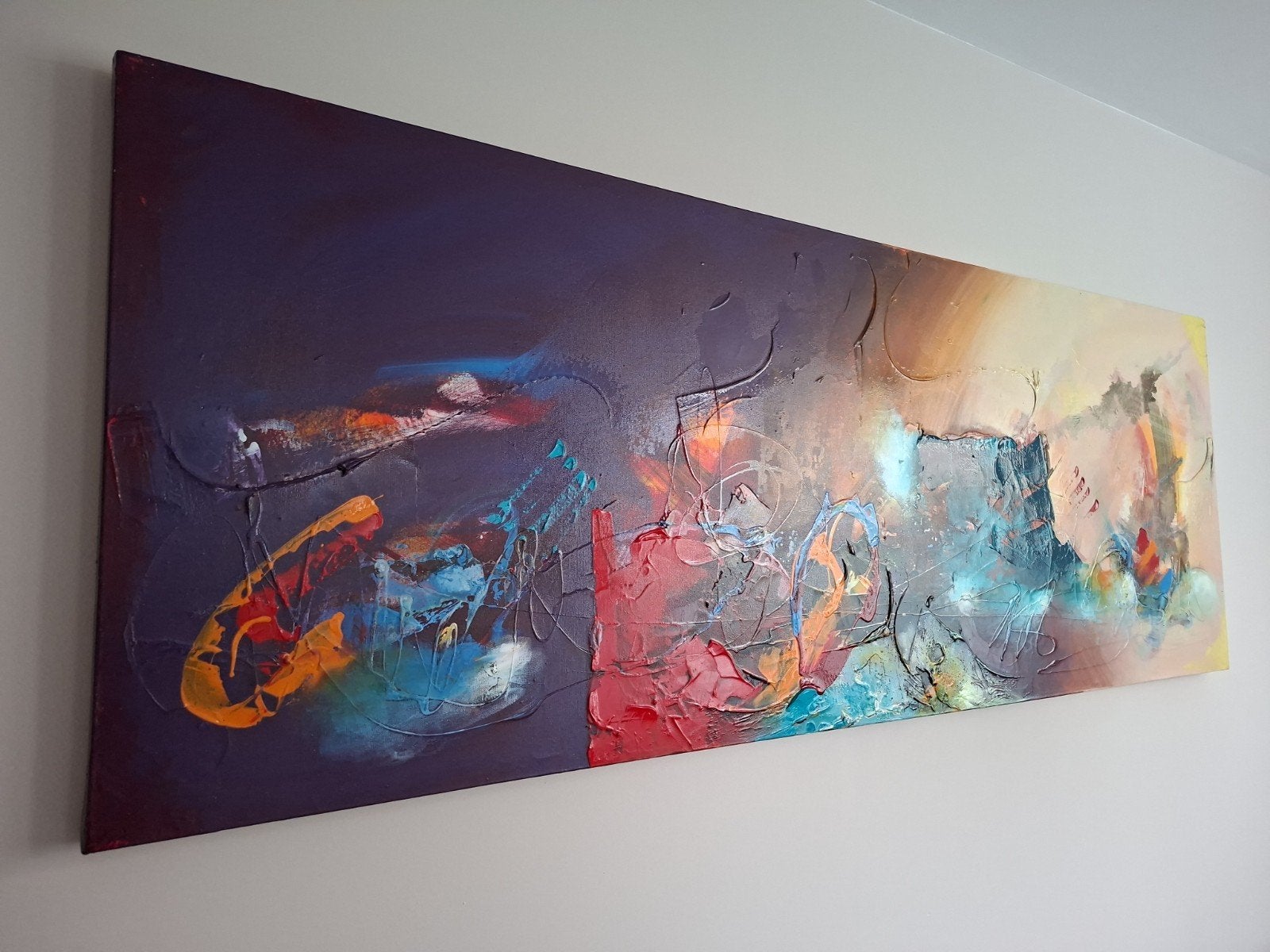 William Malucu schilderij 70 x 190cm, Ophalen of Verzenden