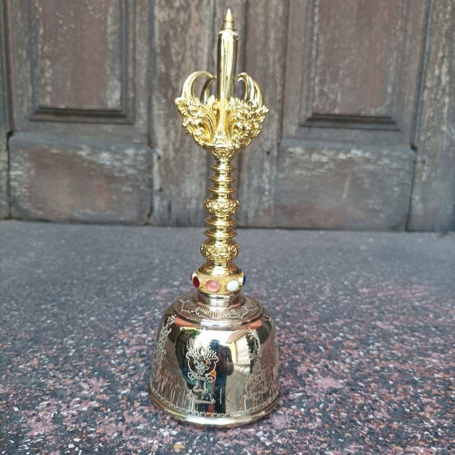 Prachtige Balinese Ceremonieklok (Kleneng/Ghanta) KLE10, Ritueel object, Handgemaakt, 16 cm, Verzenden