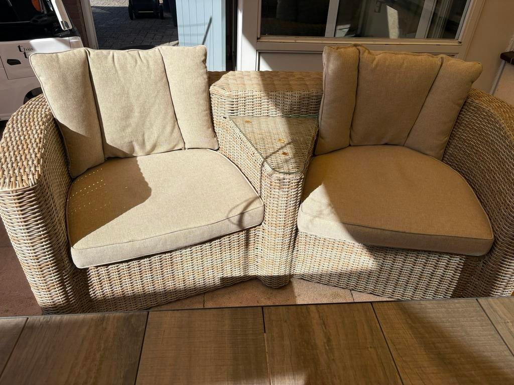 2 strandstoelen + loveseat, Tuin en Terras, Ophalen, Zo goed als nieuw, Wicker
