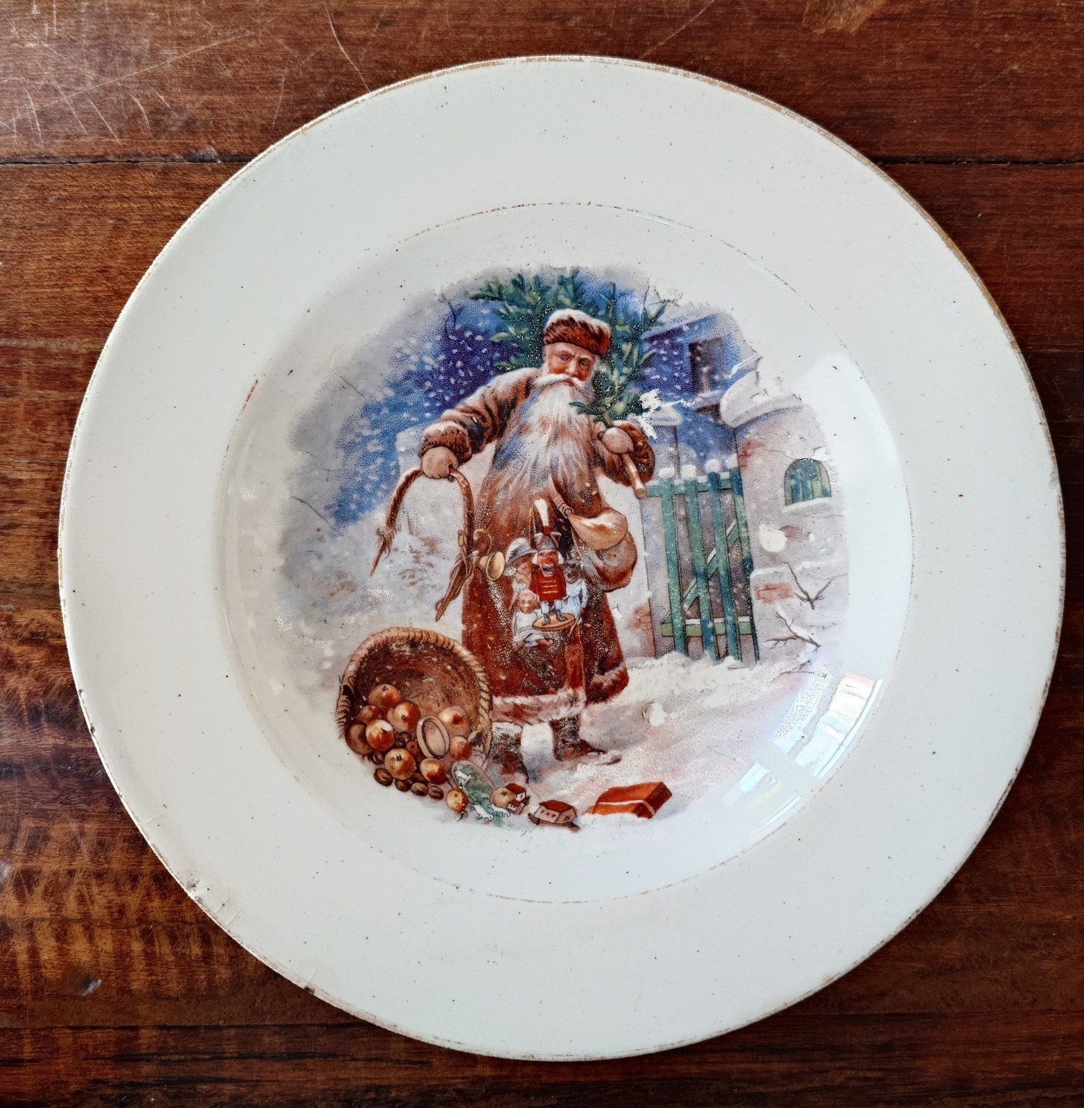 antiek kerst bordje P. Regout Maastricht, Ophalen of Verzenden, Gebruikt
