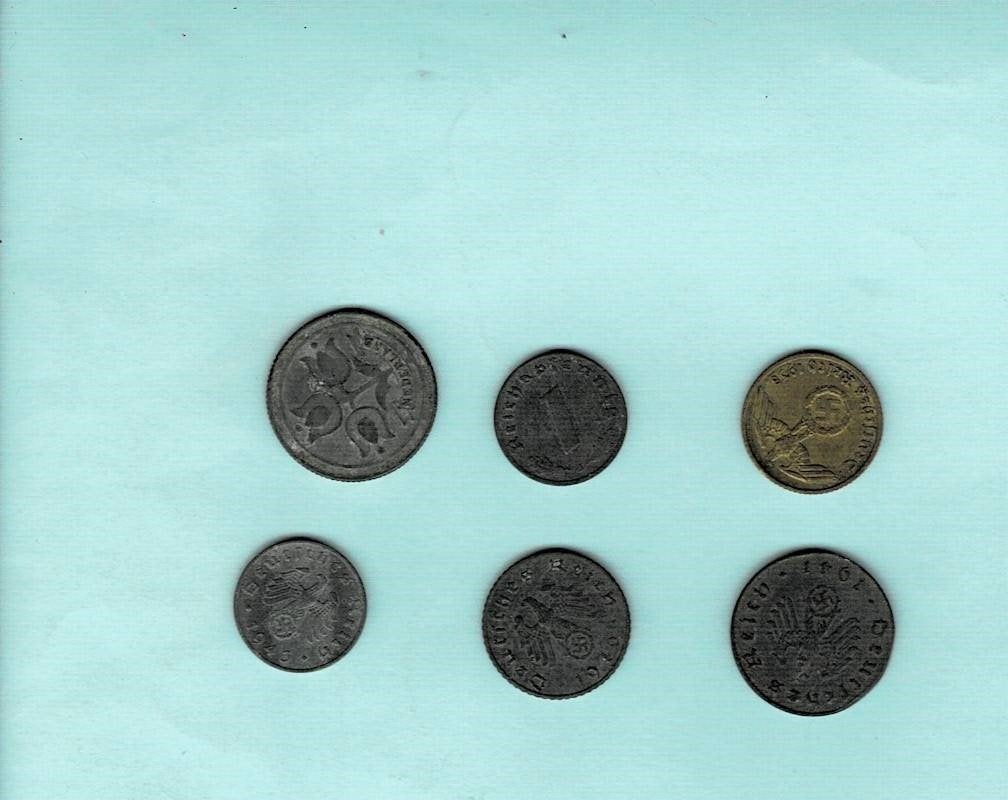 Set 6 munten nazitijd met swastika's, Postzegels en Munten, Verzenden, Nederland, Munten
