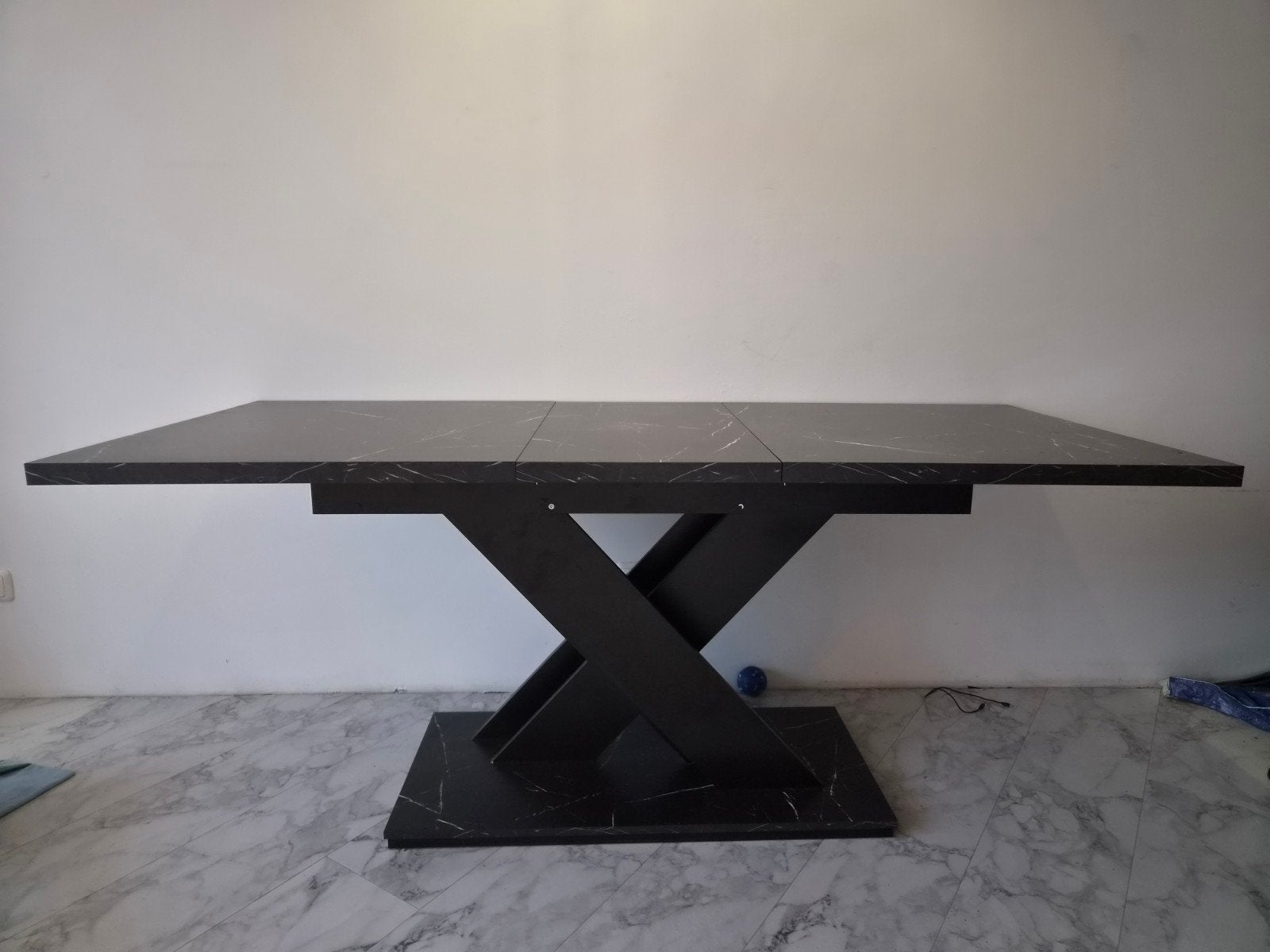 Verstelbare Eettafel Zwart Marmerlook - Kleine Beschadiging, Ophalen, Overige materialen, Gebruikt, 50 tot 100 cm