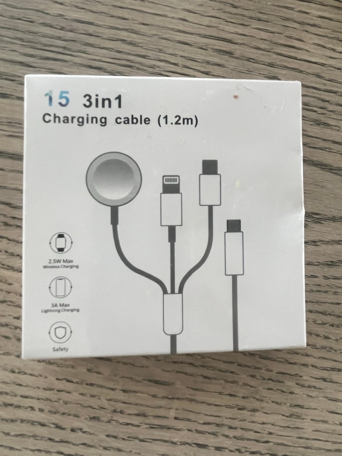 3-in-1 Oplaadkabel (1.2m) voor Apple Watch, Lightning & USB-, Lightning, Nieuw, Ophalen of Verzenden, Oplaadkabel