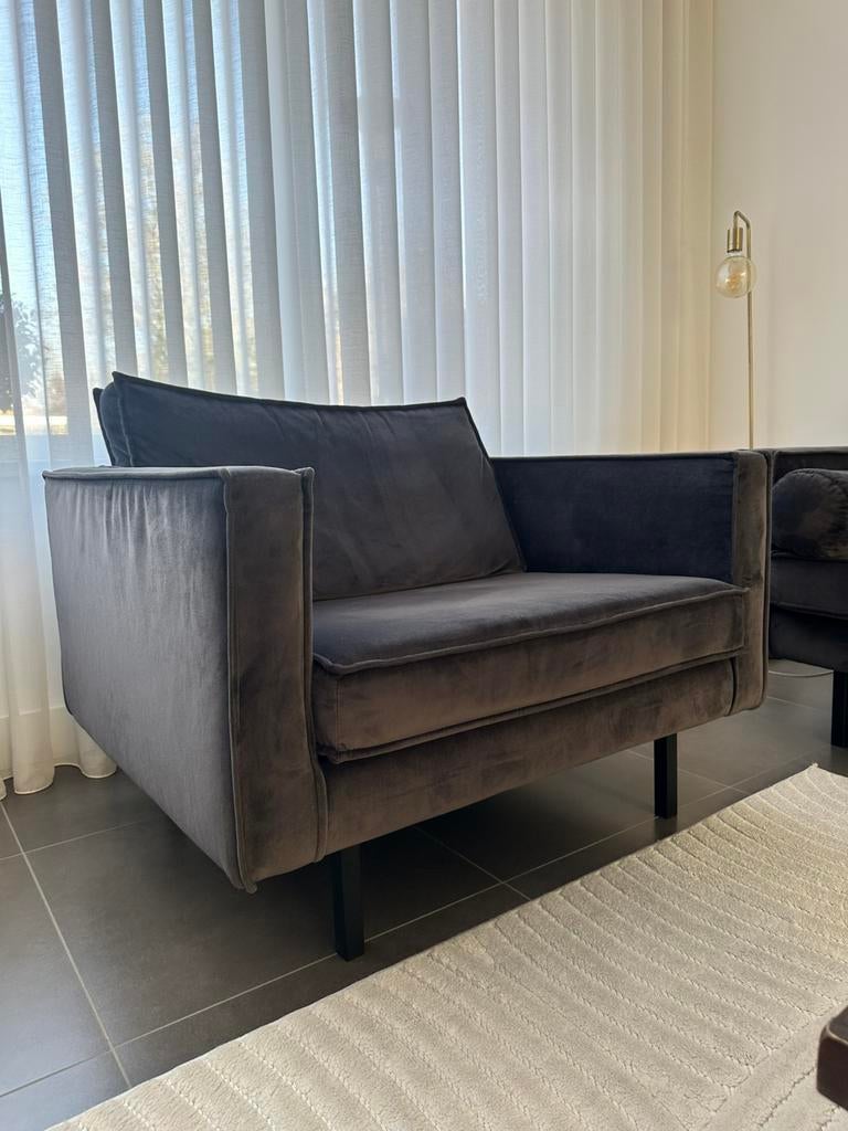 Bepure rodeo fateuil loveseat velvet antraciet, Ophalen, Zo goed als nieuw, Stof