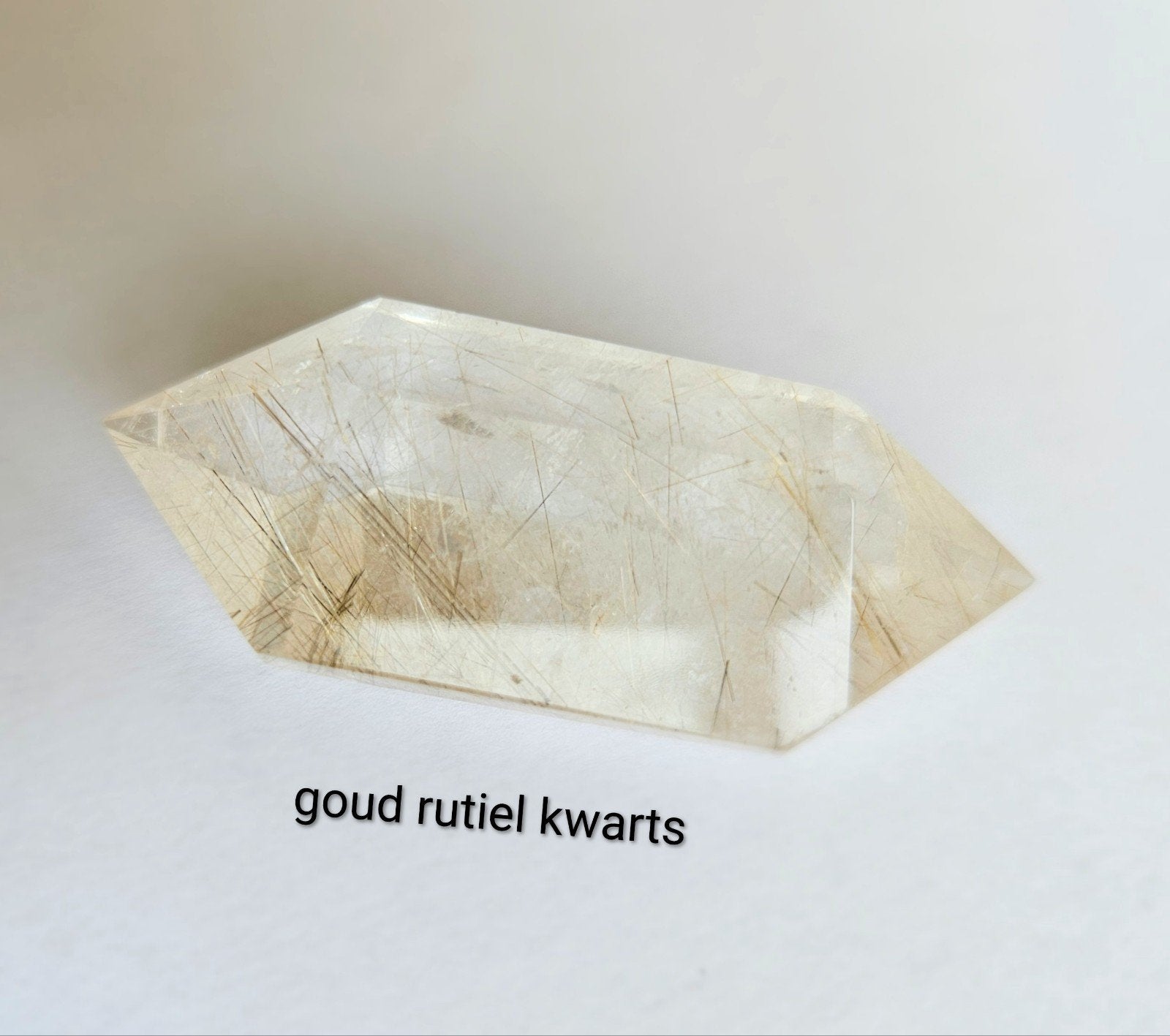 Edelsteen goud Rutiel kwarts dubbeleinder AFGEPRIJSD, Ophalen of Verzenden