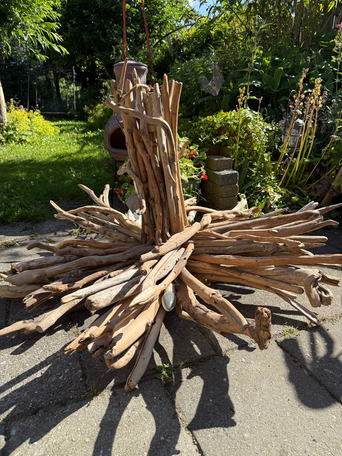 Mooie hanglamp van drijfhout, Ophalen, Gebruikt, E14 (klein), Romantisch, landelijk