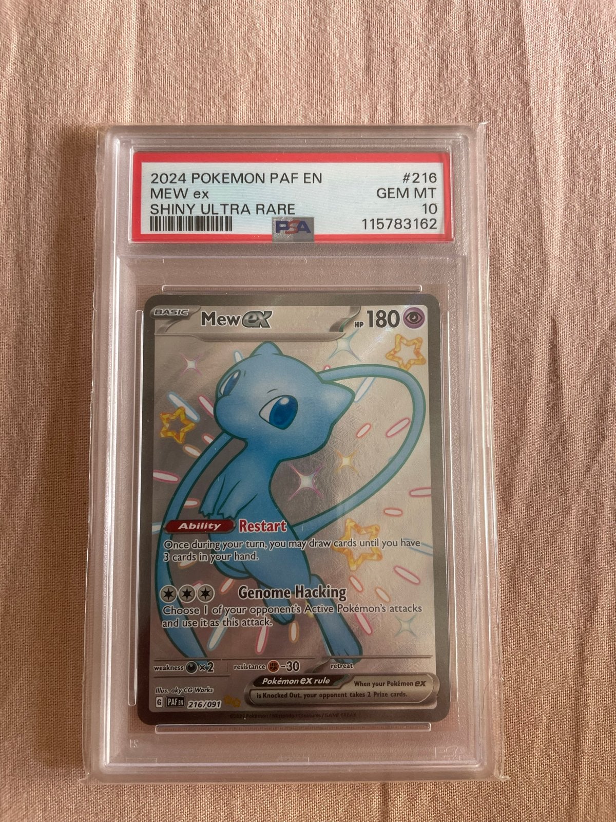 Mew ex Shiny Ultra Rare PSA 10 GEM MT - 2024 Pokemon PAF EN, Ophalen of Verzenden, Zo goed als nieuw, Losse kaart, Foil