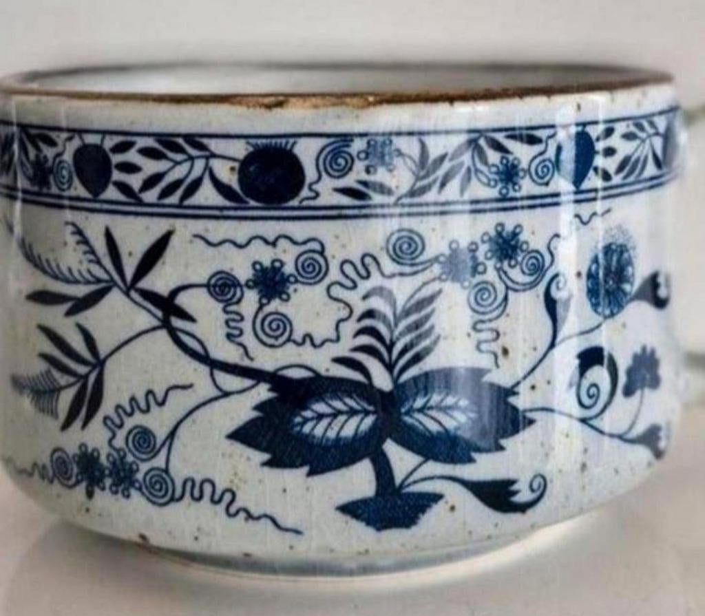 Soepkom met Blauw/Bruin motief, Ophalen of Verzenden, Zo goed als nieuw, Overige stijlen, Kom(men)