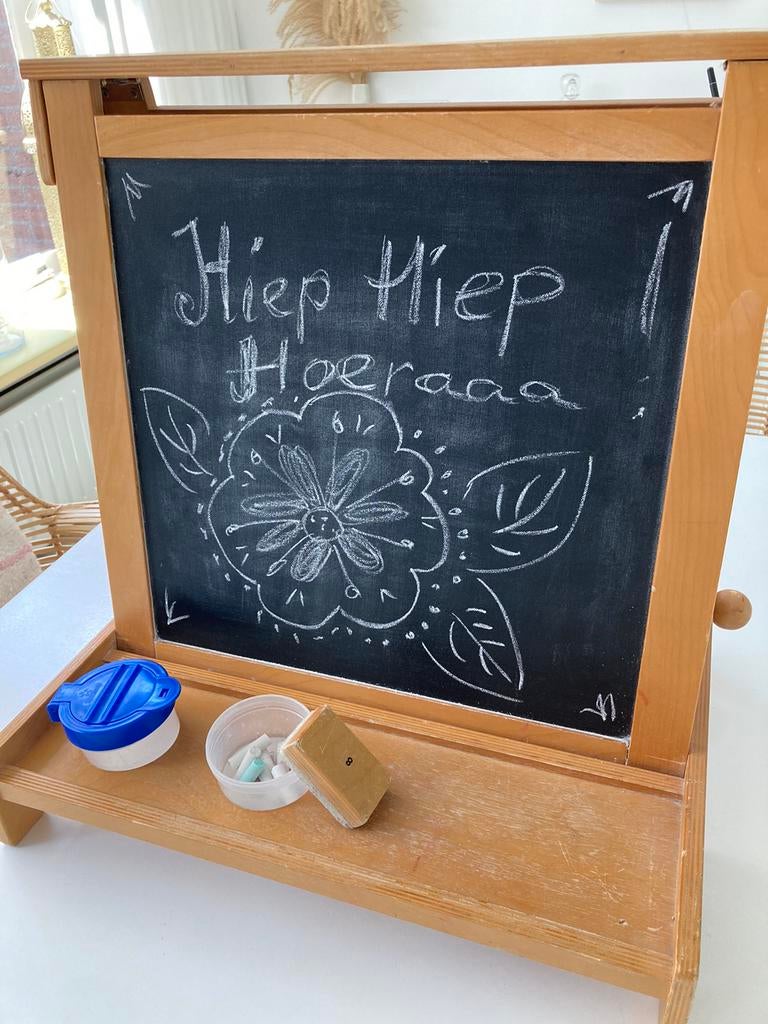 Kidkraft SCHOOLBORD hout / whitebord / luxe schildersezel, Ophalen, Gebruikt, Krijtbord