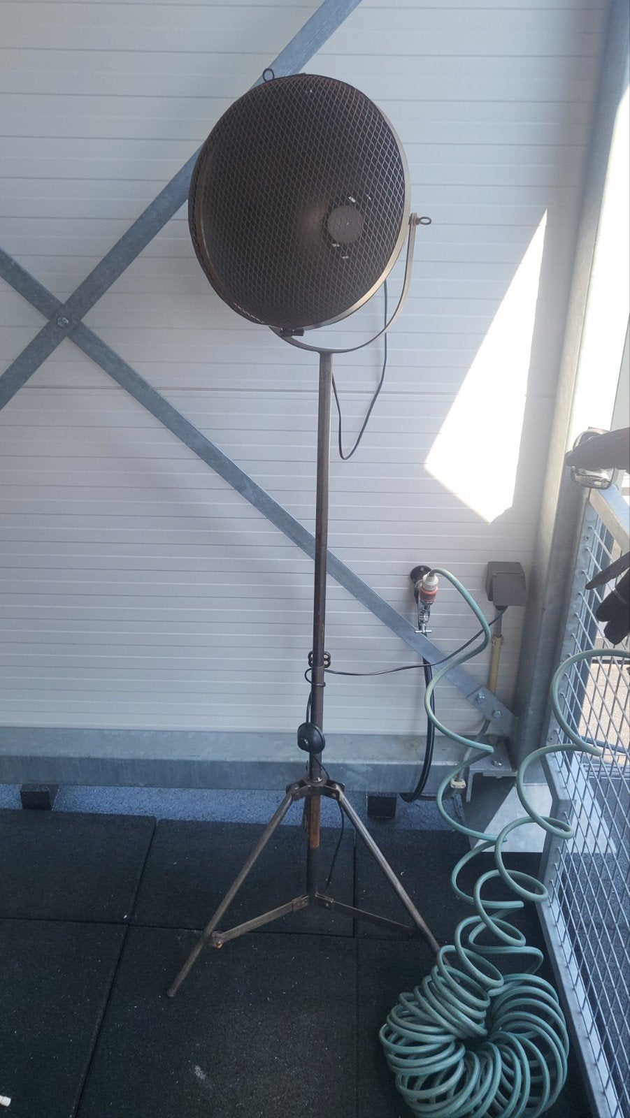 Vintage industriële statieflamp / bouwlamp, Ophalen, Gebruikt, E27 (groot), 150 tot 200 cm