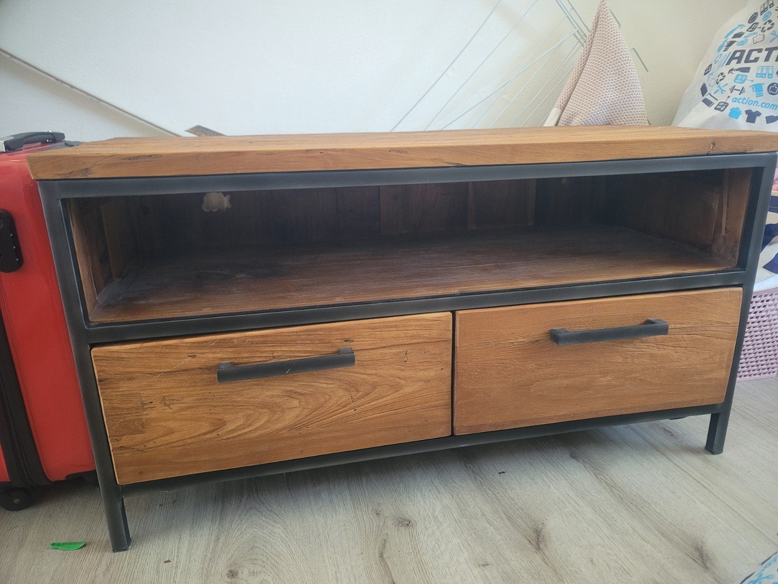 zgan eikenhouten,  industriële tv meubel kastje, Ophalen, 100 tot 150 cm, Nieuw, Minder dan 100 cm