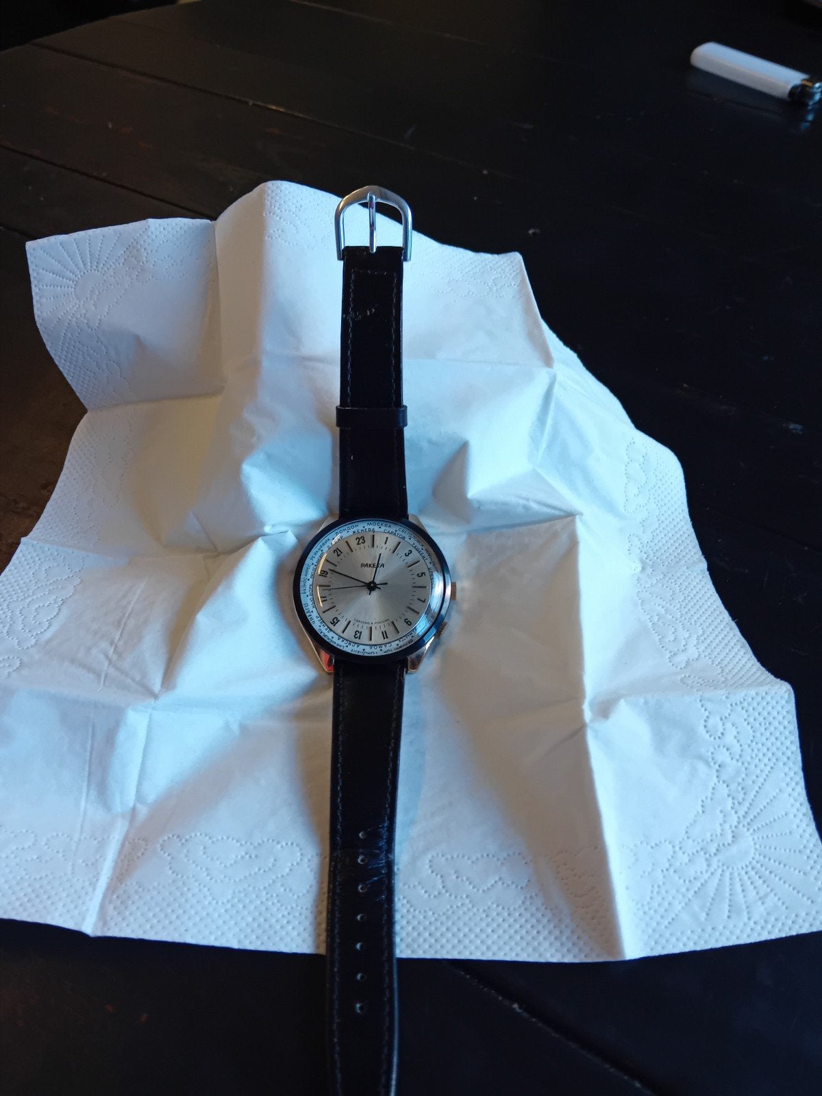 Vintage Raketa 24 uurs horloge, Overige merken, Staal, Polshorloge, Ophalen of Verzenden