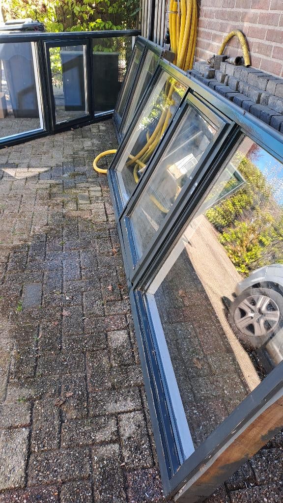 Raamkozijnen voor hele verdieping met  Hr ++ glas, Ophalen, Gebruikt, Dubbelglas, 120 tot 160 cm