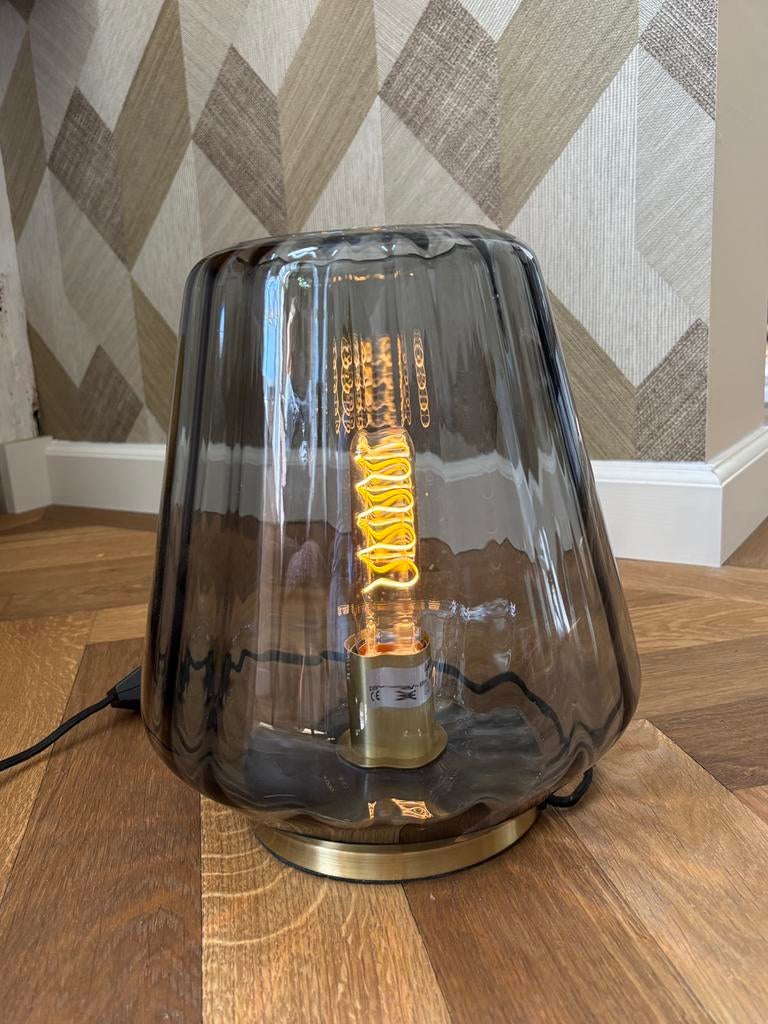 Vloerlamp model Olan van karwei met dimmer rookglas, Ophalen, Zo goed als nieuw, Minder dan 50 cm