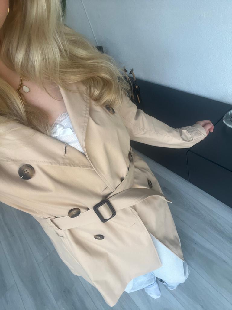Stradivarius Trenchcoat Beige bruin Maat S, Ophalen of Verzenden, Zo goed als nieuw, Maat 38/40 (M), Beige