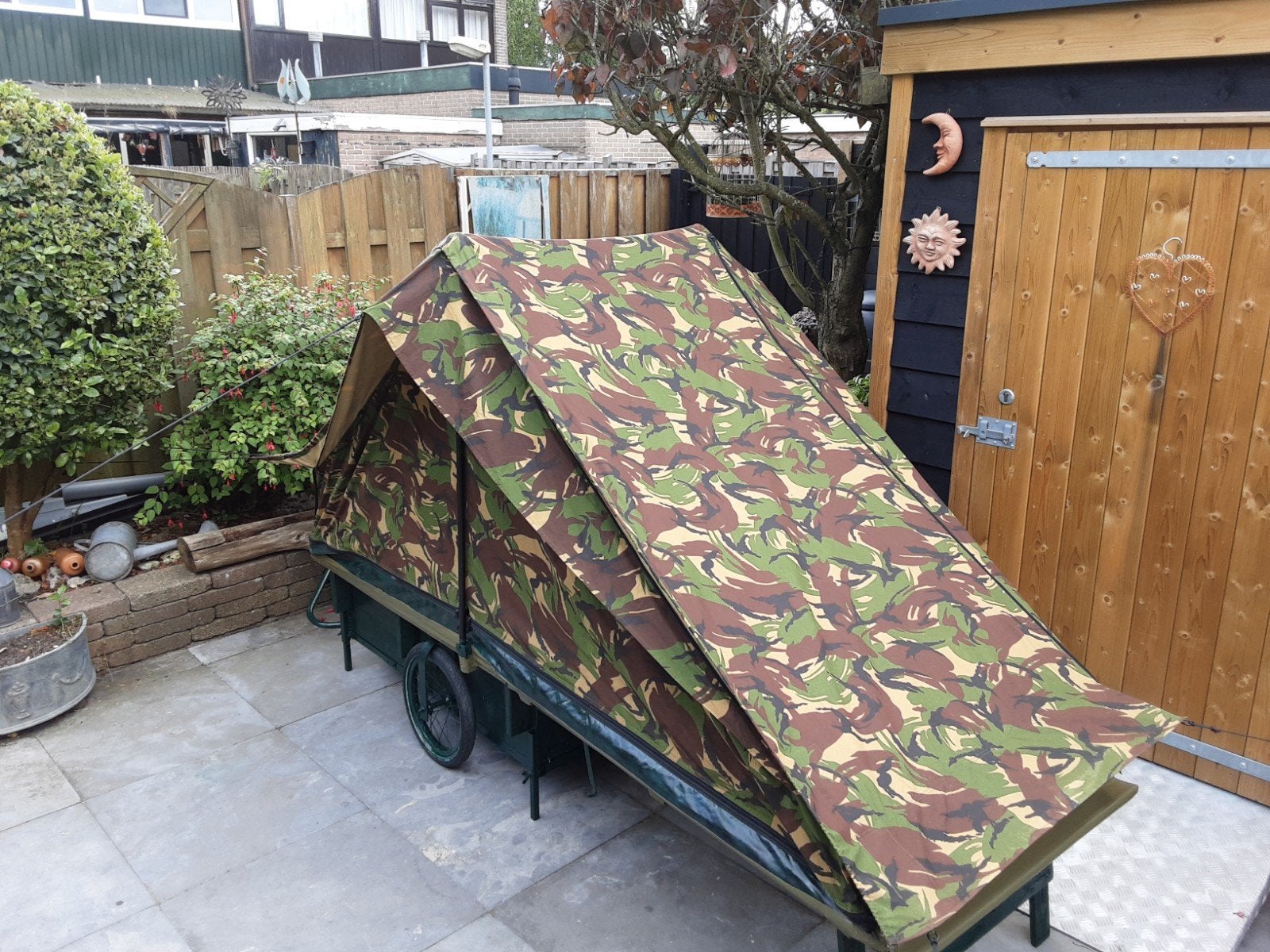Fietskar met tent - Camouflage - Uitklapbaar, Ophalen