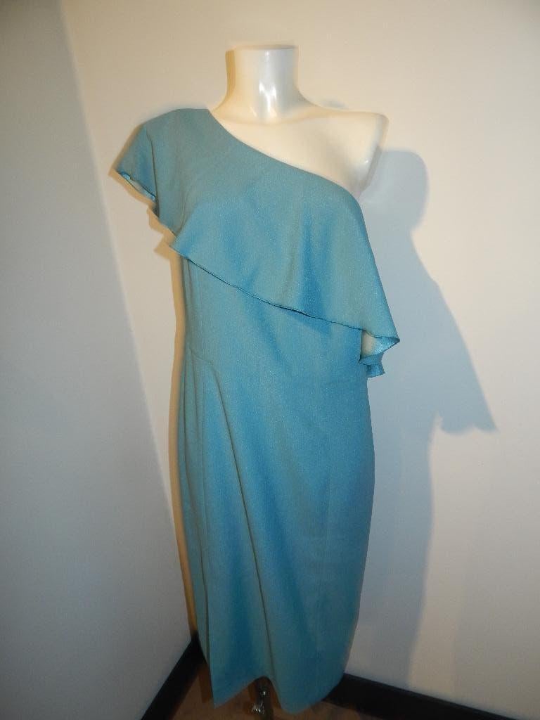 Ladress oceaan blauw groene jurk voilant Nieuw XL, Maat 46/48 (XL) of groter, Nieuw, Knielengte, LaDress