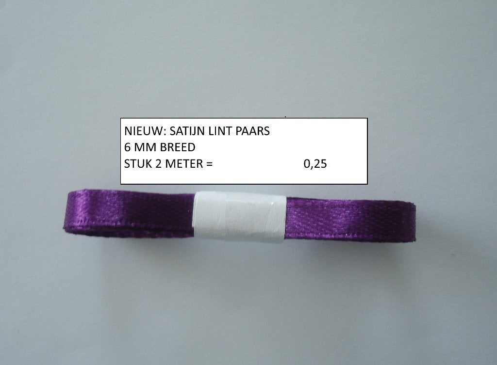 satijn lint 6 mm paars - stuk 2 meter ( alleen verzenden, Ophalen, Nieuw, Overige thema's, Overige typen