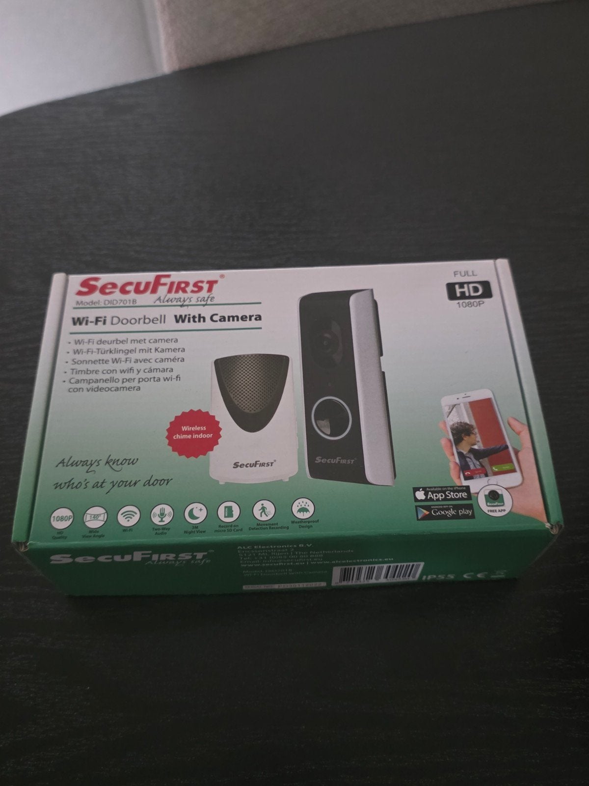 SecuFIRST Wi-Fi Deurbel met Camera - HD 1080P, Doe-het-zelf en Verbouw, Beweging, Ophalen of Verzenden, Zo goed als nieuw, Compleet systeem