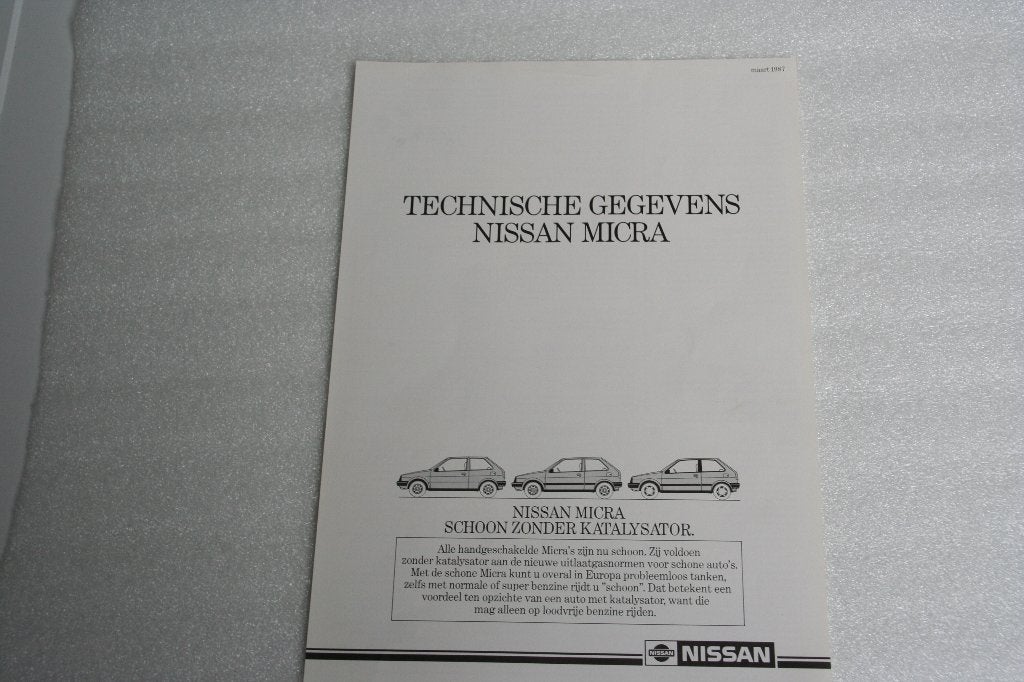 Folder Nissan Micra technische specificaties (03-1987) (13), Ophalen of Verzenden, Nieuw, Nissan