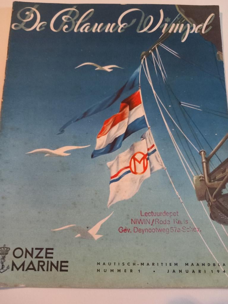 Marine De Blauwe Wimpel blad januari 1949, ., Ophalen of Verzenden, ., Marine
