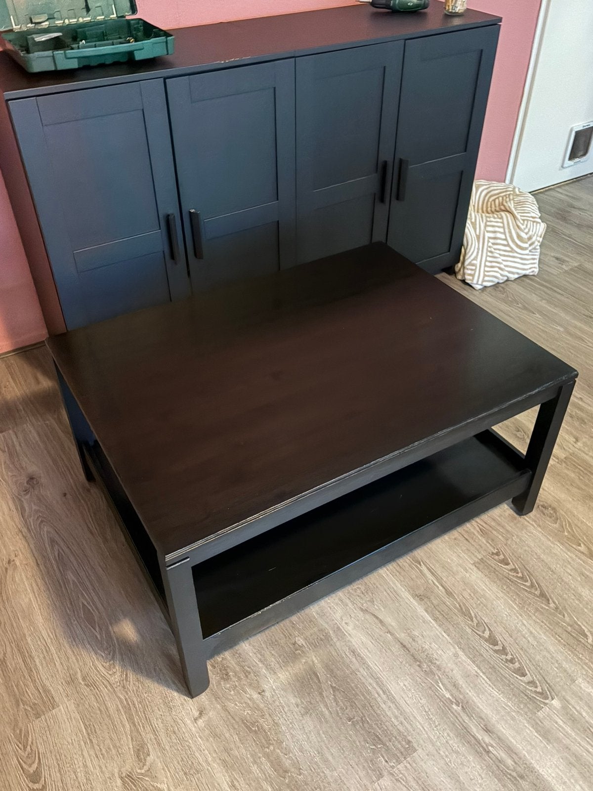 IKEA HEMNES - Salontafel zwart/bruin, Ophalen, Gebruikt, 100 tot 150 cm, 50 tot 100 cm