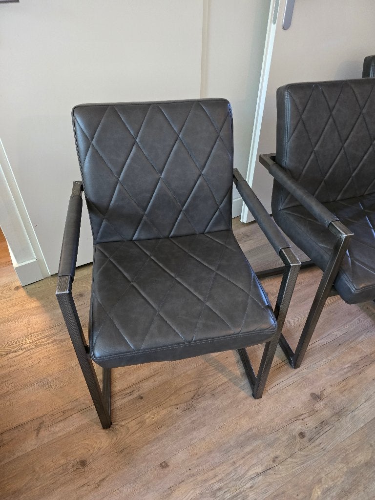 4x eetkamerstoelen industriële look, Ophalen, Overige materialen, Overige kleuren, Zo goed als nieuw