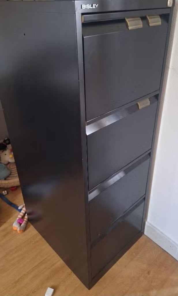 Bisley archiefkast met 4 laden – afsluitbaar – incl. sleutel, Ophalen, Zo goed als nieuw, Minder dan 100 cm, Metaal