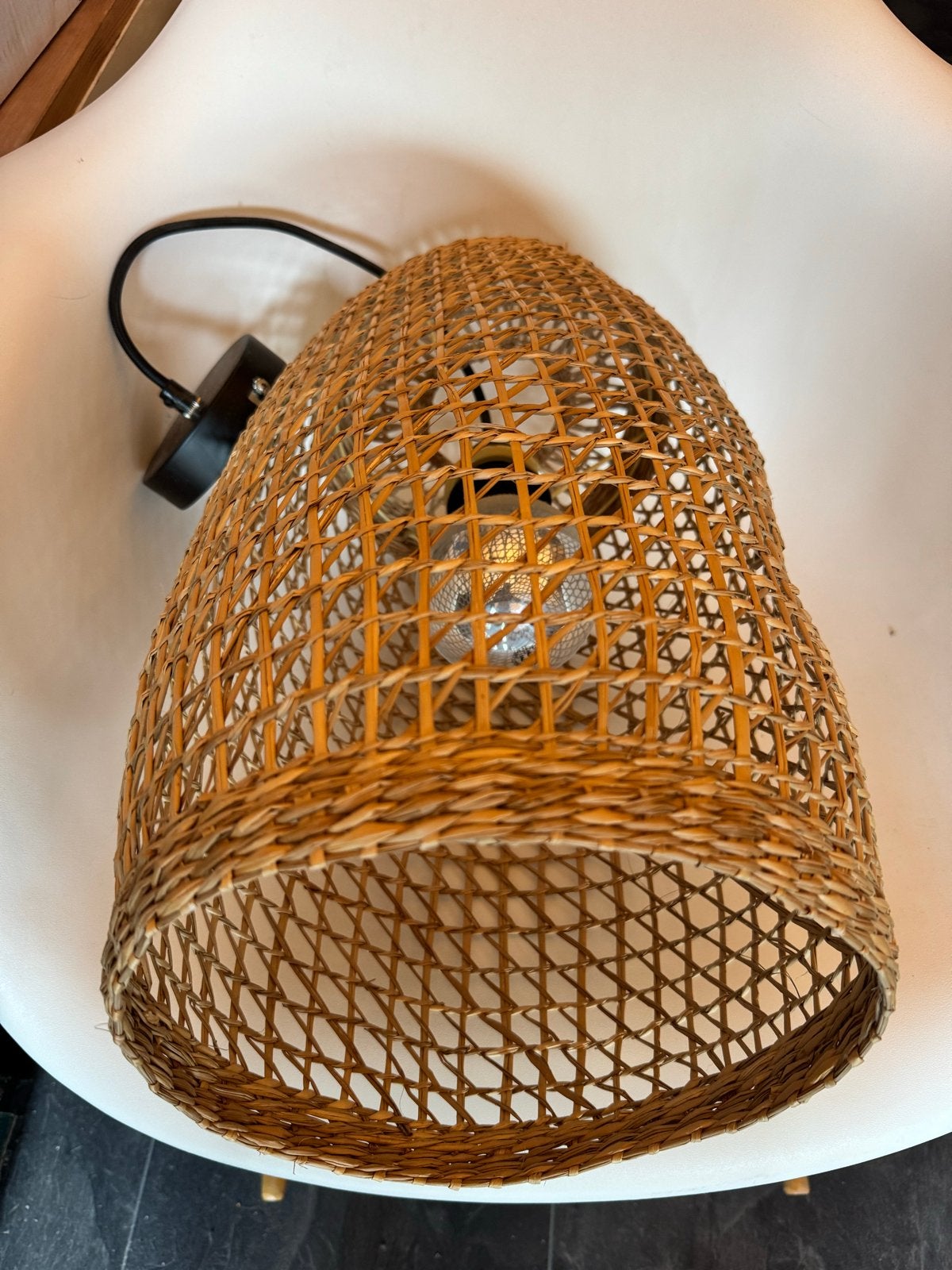 Boho stijl lamp - Rotan hanglamp, Huis en Inrichting, Ophalen, Zo goed als nieuw, Natuurlijk materiaal, E27 (groot)