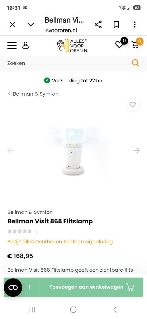 Bellman Visit 868 Flitslamp - Nieuw in doos, Ophalen of Verzenden, Nieuw, Draadloos