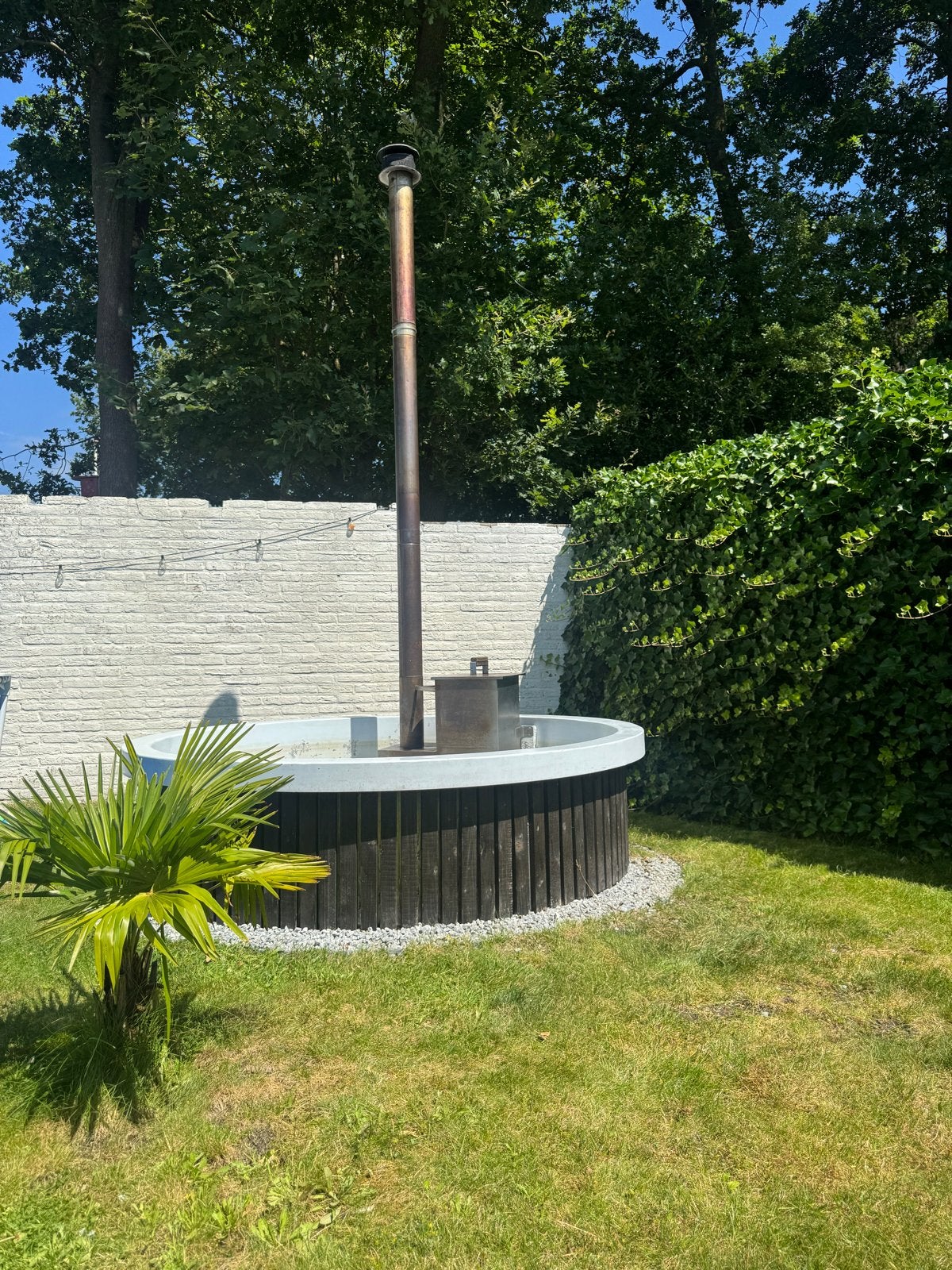 Aluminium inbouw Hottub (6 persoons) 2m rond, Ophalen, Gebruikt, Afdekzeil, Inbouw