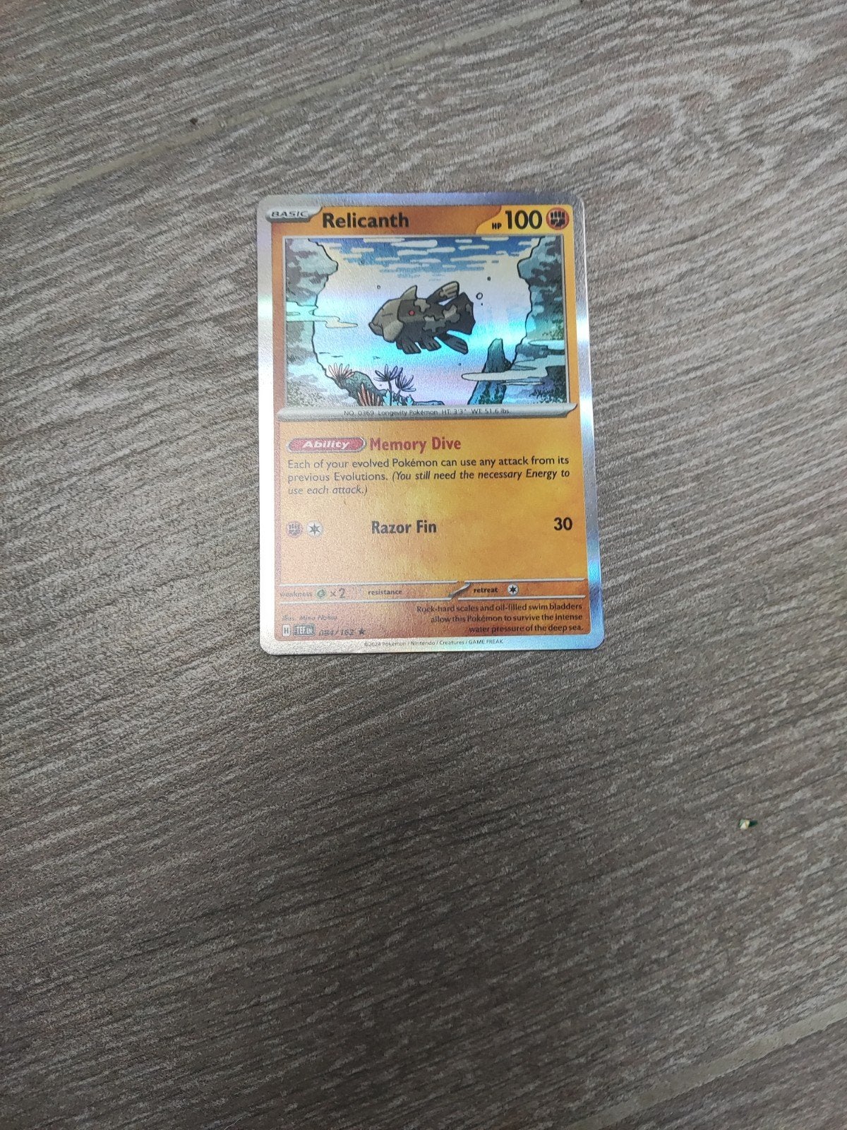 Relicanth Pokémon kaart - Foil, Ophalen of Verzenden, Zo goed als nieuw, Losse kaart, Foil