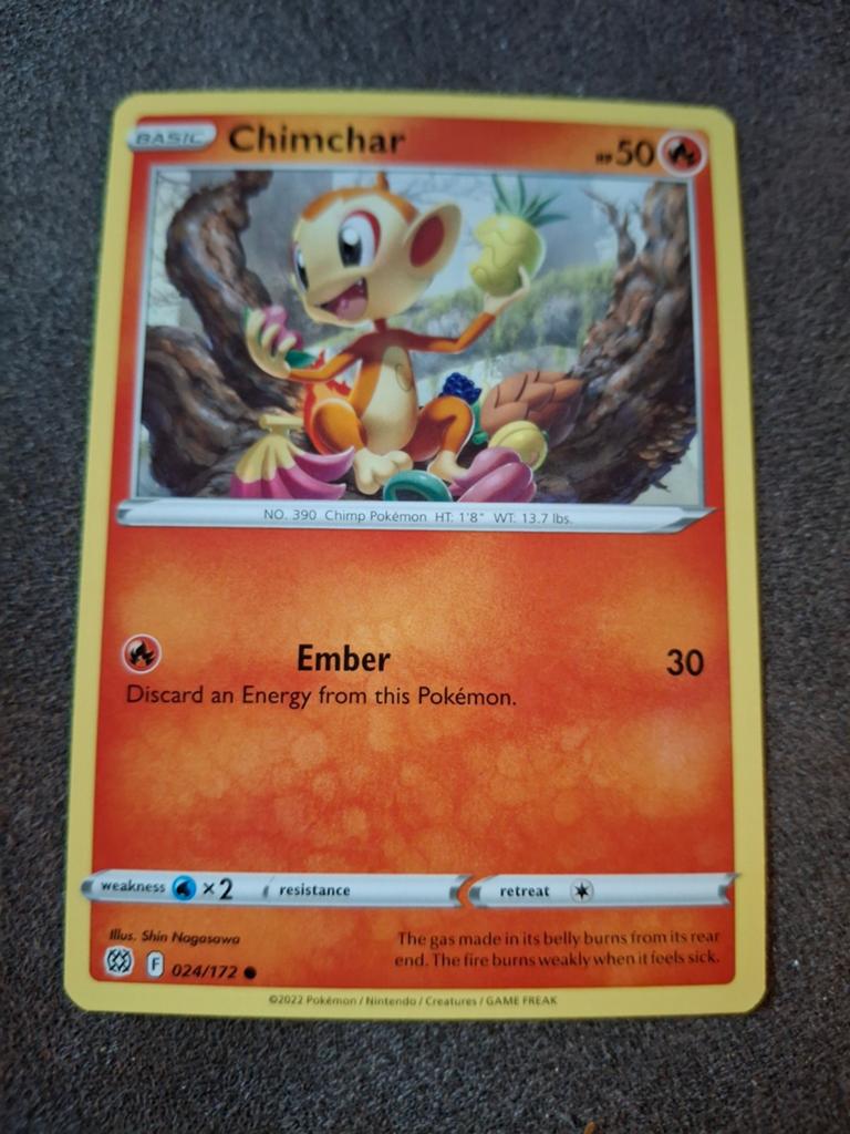 Pokémon Kaart Chimchar 024/172, Ophalen of Verzenden, Zo goed als nieuw, Losse kaart
