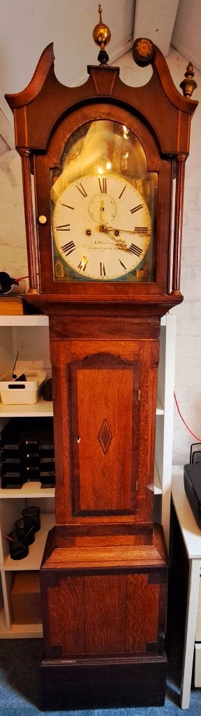 Antieke Engelse staande klok – Stanton – restauratieobject, Antiek en Kunst, Ophalen