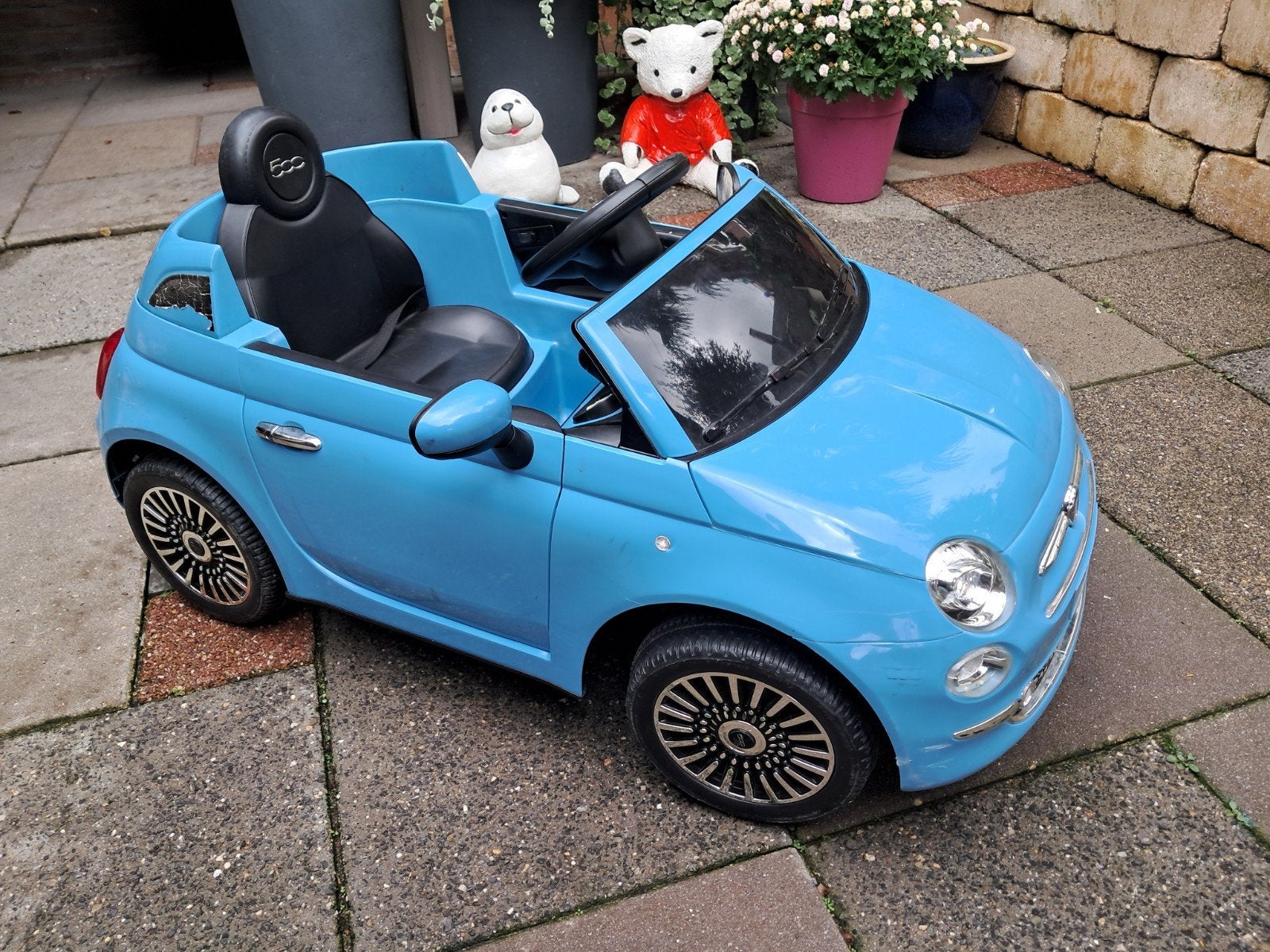 Blauwe Fiat 500 kinderauto (6V) - Zonder lader, Kinderen en Baby's, Ophalen, Gebruikt