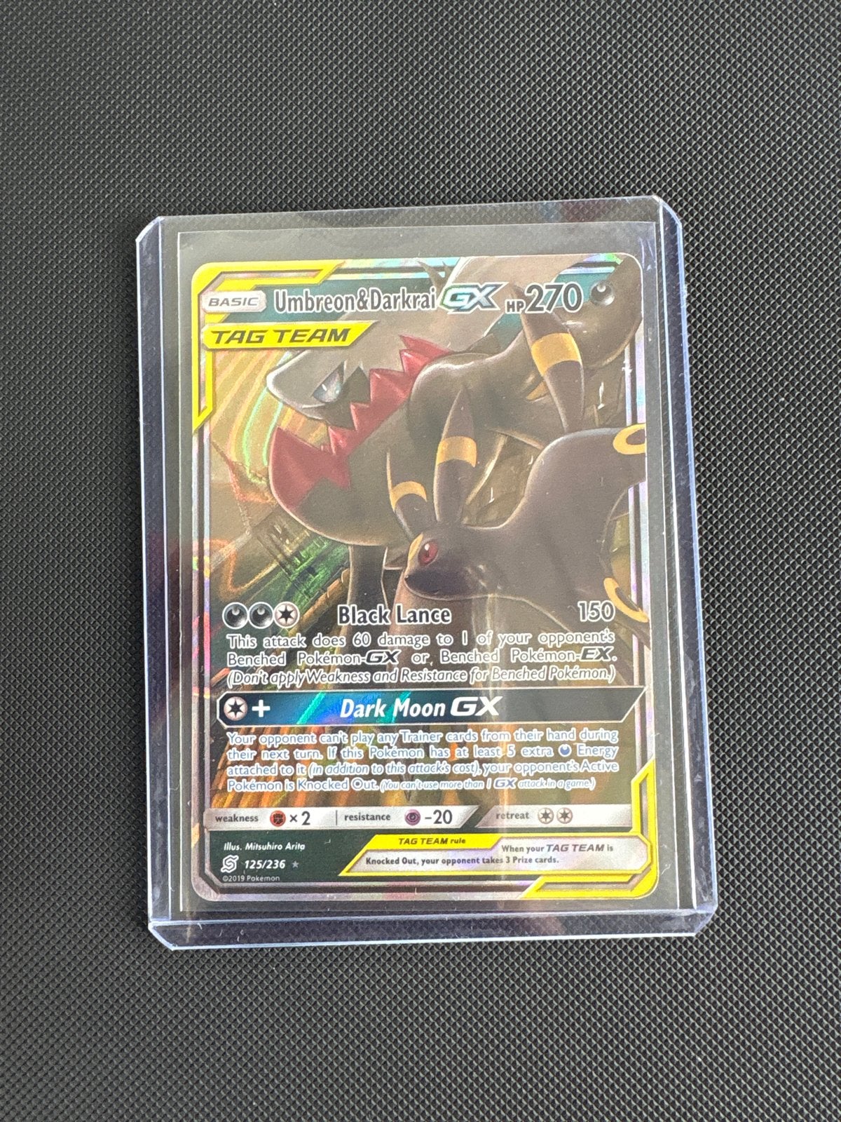 Pokémon Kaart: Umbreon & Darkrai GX TAG TEAM 125/236, Ophalen of Verzenden, Zo goed als nieuw, Losse kaart