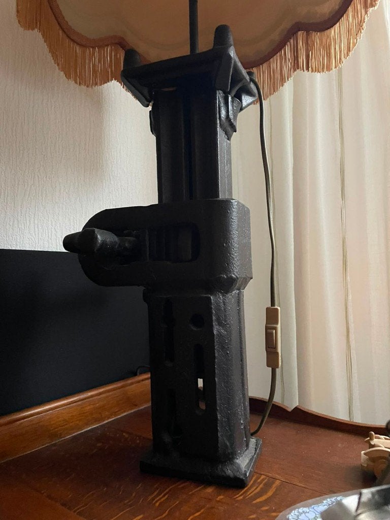 Unieke Lamp Antieke Spoorweg Krik / Vijzel - Excl Kap, Ophalen, E27 (groot), Zo goed als nieuw, Minder dan 100 cm